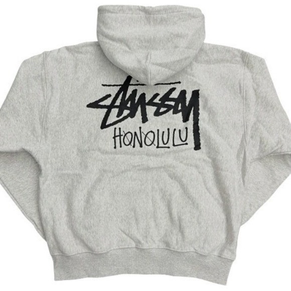 Stussy Honolulu Chapter Ash Grey Full Zip Hoodie Sweatshirt Jacket Mens XL - Picture 2 of 8